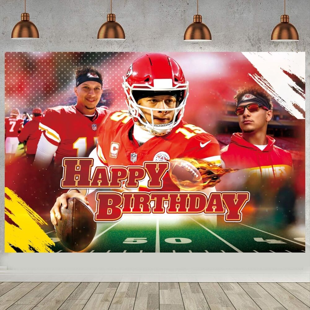 Patrick Mahomes Happy Birthday Party Banner Backdrop 5x3 Ft Kansas City Chiefs